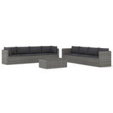 9 Piece Garden Lounge Set with Cushions Poly Rattan Grey - Front View
