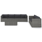 9 Piece Garden Lounge Set with Cushions Poly Rattan Grey