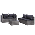 9 Piece Garden Lounge Set with Cushions Poly Rattan Grey