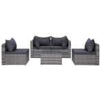 9 Piece Garden Lounge Set with Cushions Poly Rattan Grey