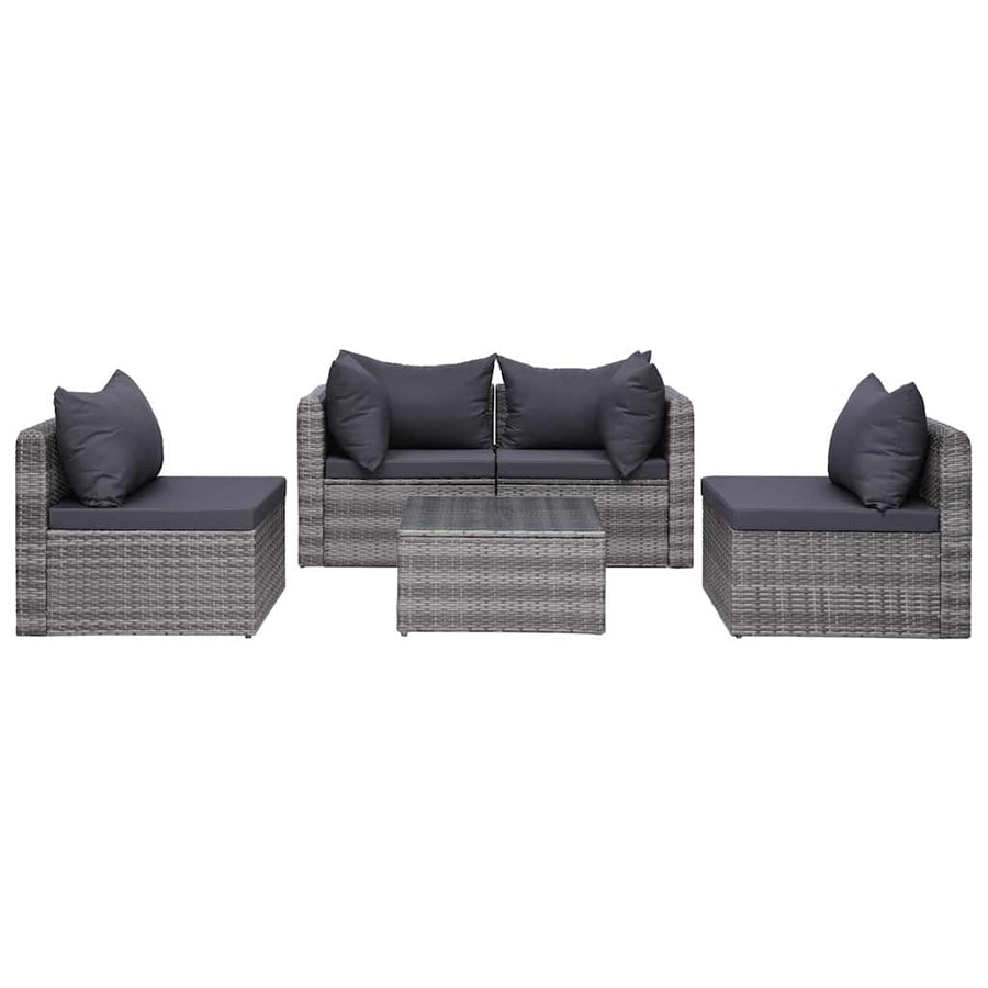 9 Piece Garden Lounge Set with Cushions Poly Rattan Grey