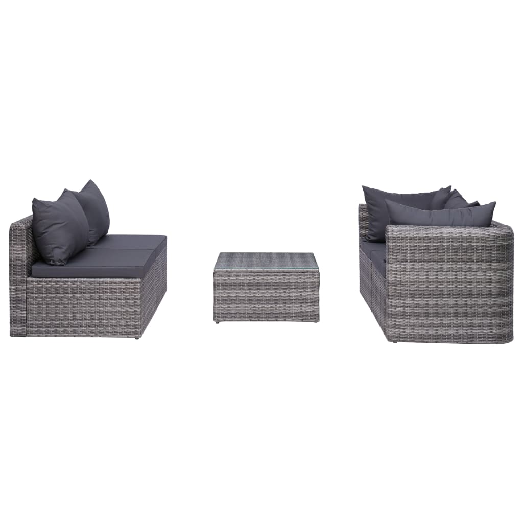 9 Piece Garden Lounge Set with Cushions Poly Rattan Grey