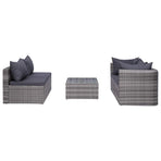 9 Piece Garden Lounge Set with Cushions Poly Rattan Grey