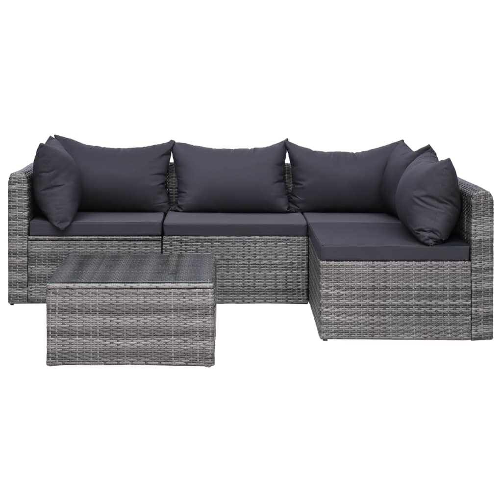9 Piece Garden Lounge Set with Cushions Poly Rattan Grey