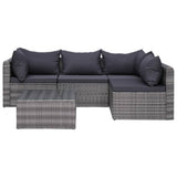 9 Piece Garden Lounge Set with Cushions Poly Rattan Grey
