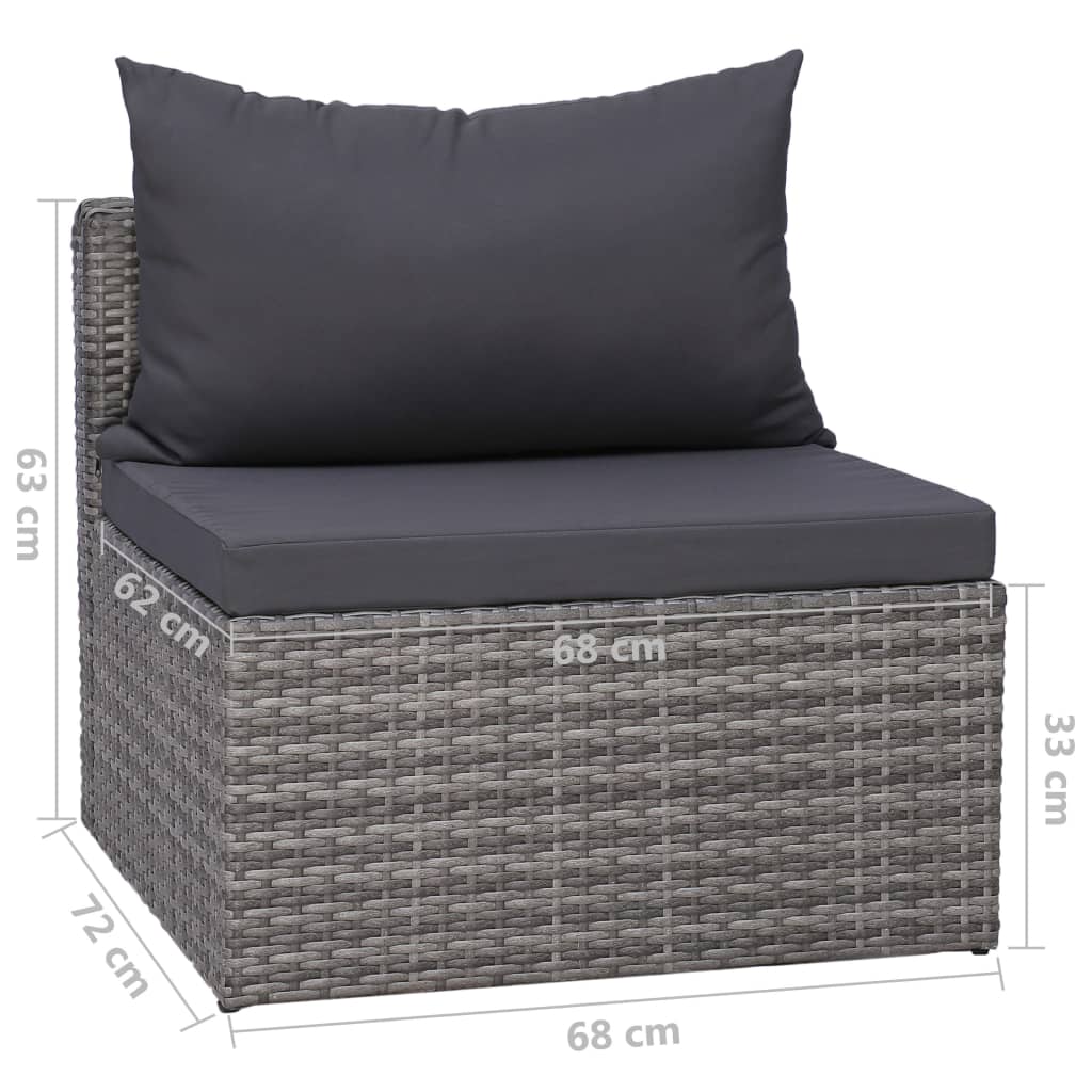 9 Piece Garden Lounge Set with Cushions Poly Rattan Grey