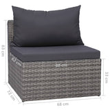 9 Piece Garden Lounge Set with Cushions Poly Rattan Grey