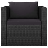10 Piece Garden Lounge Set with Cushions Poly Rattan Black