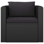 10 Piece Garden Lounge Set with Cushions Poly Rattan Black