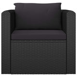 10 Piece Garden Lounge Set with Cushions Poly Rattan Black - 45-Degree Angle