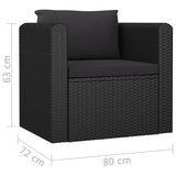 10 Piece Garden Lounge Set with Cushions Poly Rattan Black - Extra Image