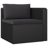 11 Piece Garden Lounge Set with Cushions Poly Rattan Black - 45-Degree Angle