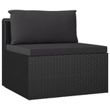 11 Piece Garden Lounge Set with Cushions Poly Rattan Black - Rear View