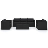 9 Piece Garden Lounge Set with Cushions Poly Rattan Black - Side View