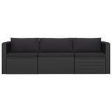10 Piece Garden Lounge Set with Cushions Poly Rattan Black