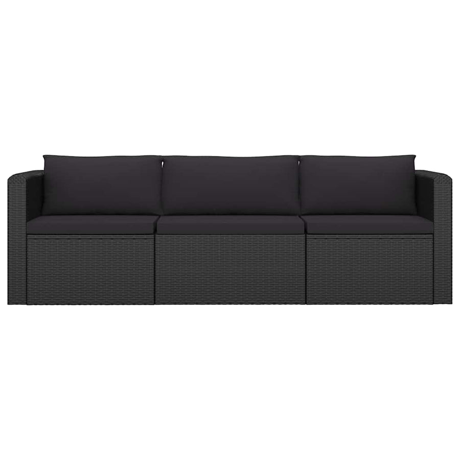10 Piece Garden Lounge Set with Cushions Poly Rattan Black