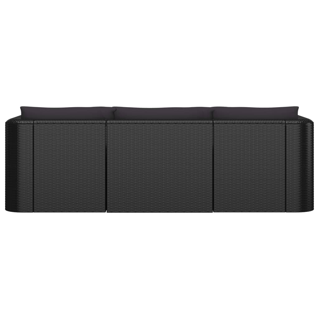 10 Piece Garden Lounge Set with Cushions Poly Rattan Black