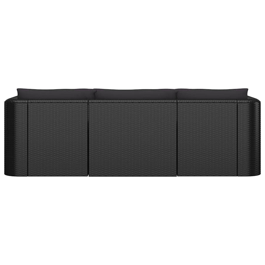 10 Piece Garden Lounge Set with Cushions Poly Rattan Black