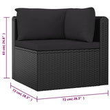 10 Piece Garden Lounge Set with Cushions Poly Rattan Black - Low Angle