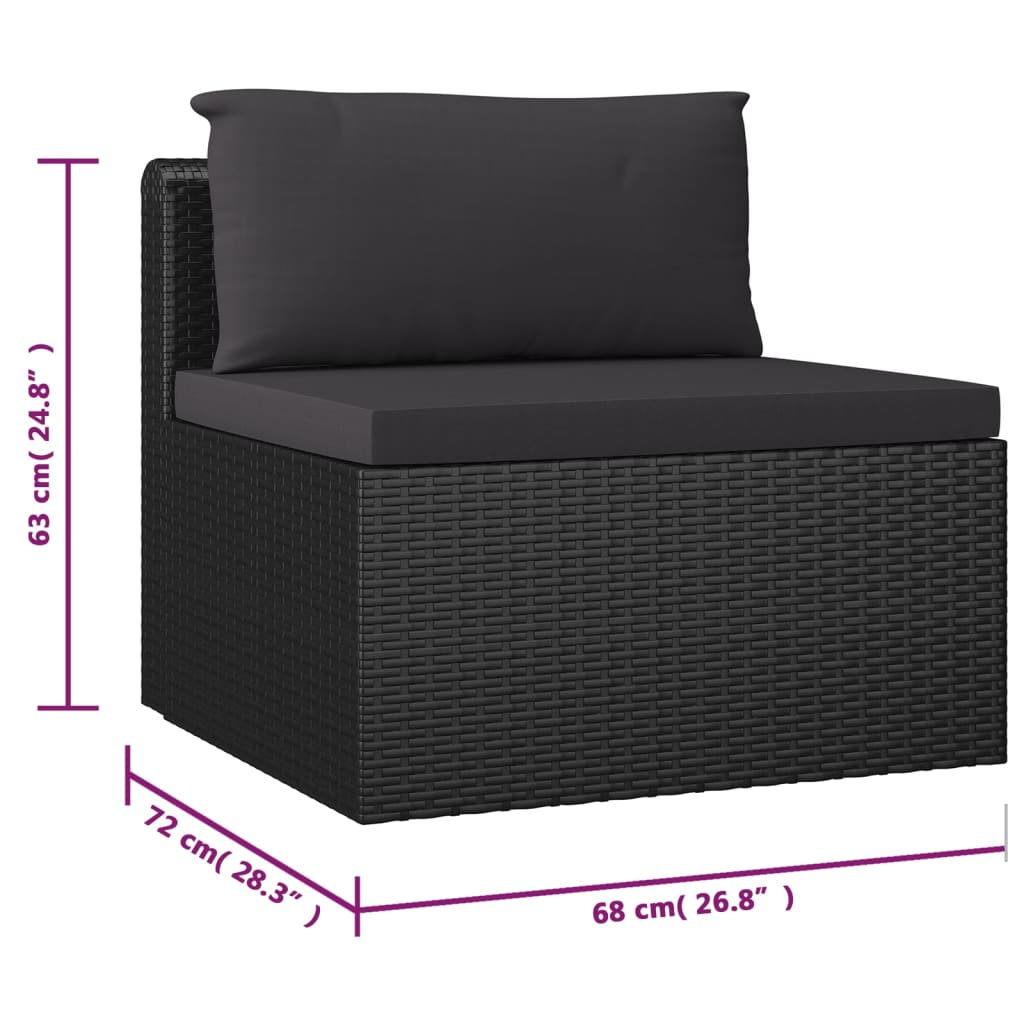 10 Piece Garden Lounge Set with Cushions Poly Rattan Black