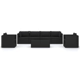 7 Piece Garden Lounge Set with Cushions Poly Rattan Black - Side View