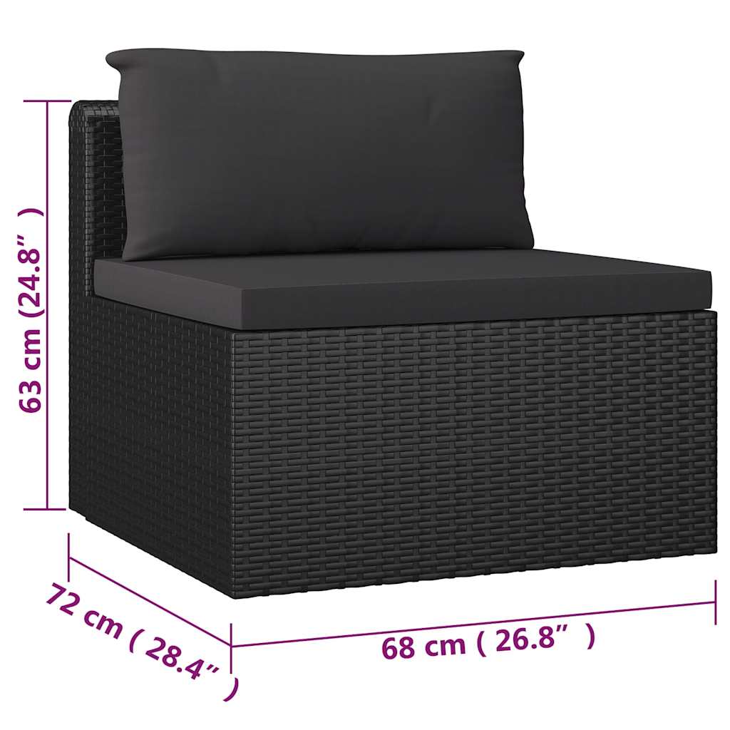 7 Piece Garden Lounge Set with Cushions Poly Rattan Black