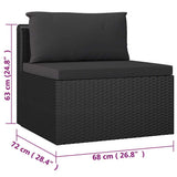 7 Piece Garden Lounge Set with Cushions Poly Rattan Black - Extra Image