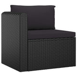 7 Piece Garden Lounge Set with Cushions Poly Rattan Black - Top-Down View