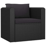 7 Piece Garden Lounge Set with Cushions Poly Rattan Black - 45-Degree Angle