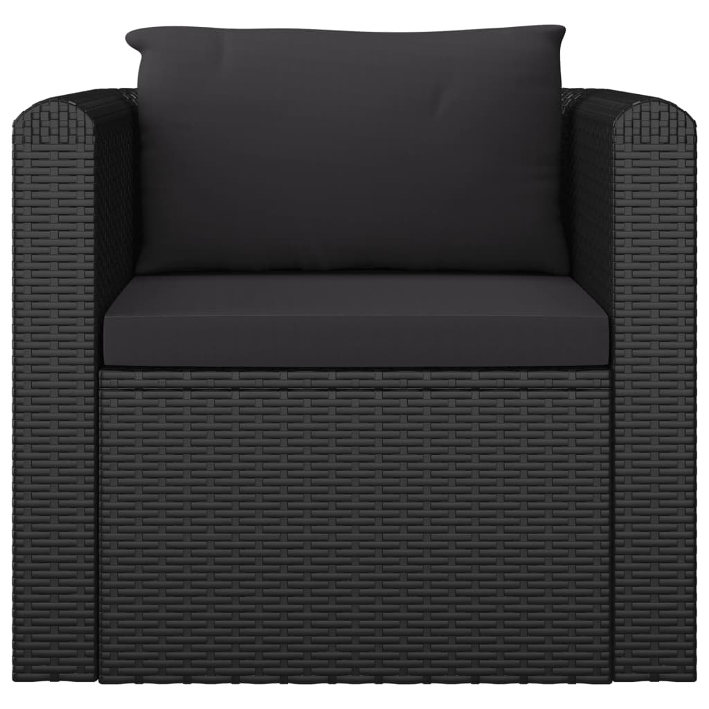 7 Piece Garden Lounge Set with Cushions Poly Rattan Black