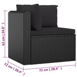 7 Piece Garden Lounge Set with Cushions Poly Rattan Black - Low Angle