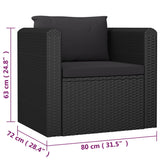 7 Piece Garden Lounge Set with Cushions Poly Rattan Black - Extra Image