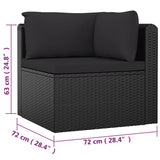 7 Piece Garden Lounge Set with Cushions Poly Rattan Black - Extra Image