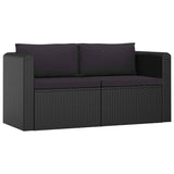 7 Piece Garden Lounge Set with Cushions Poly Rattan Black - Close-Up Angle