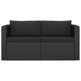 7 Piece Garden Lounge Set with Cushions Poly Rattan Black