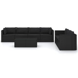 8 Piece Garden Lounge Set with Cushions Poly Rattan Black - Side View