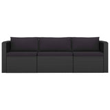8 Piece Garden Lounge Set with Cushions Poly Rattan Black