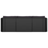 8 Piece Garden Lounge Set with Cushions Poly Rattan Black - Rear View