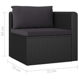 8 Piece Garden Lounge Set with Cushions Poly Rattan Black - Extra Image