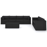 9 Piece Garden Lounge Set with Cushions Poly Rattan Black - Side View