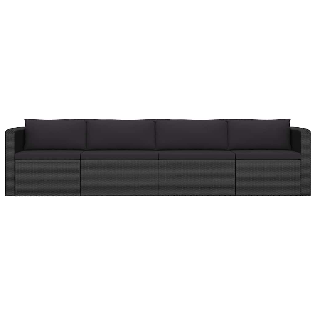 9 Piece Garden Lounge Set with Cushions Poly Rattan Black