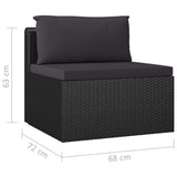 9 Piece Garden Lounge Set with Cushions Poly Rattan Black - Extra Image