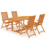 5 Piece Garden Dining Set Solid Teak Wood - Front View