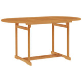 7 Piece Garden Dining Set with Grey Cushions Solid Teak Wood
