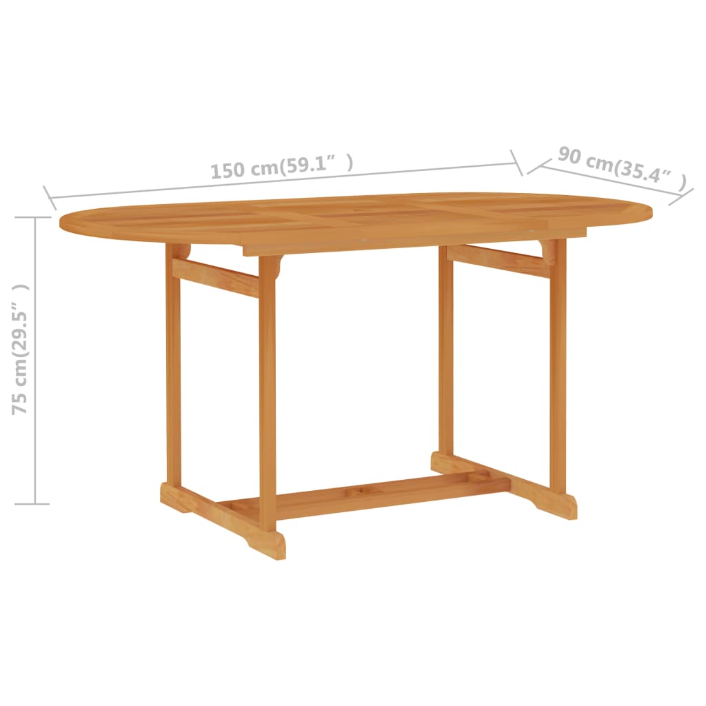 7 Piece Garden Dining Set with Grey Cushions Solid Teak Wood