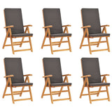 7 Piece Garden Dining Set with Grey Cushions Solid Teak Wood - Rear View