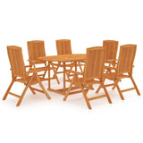 7 Piece Garden Dining Set Solid Teak Wood - Front View
