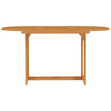 7 Piece Garden Dining Set Solid Teak Wood - Top-Down View