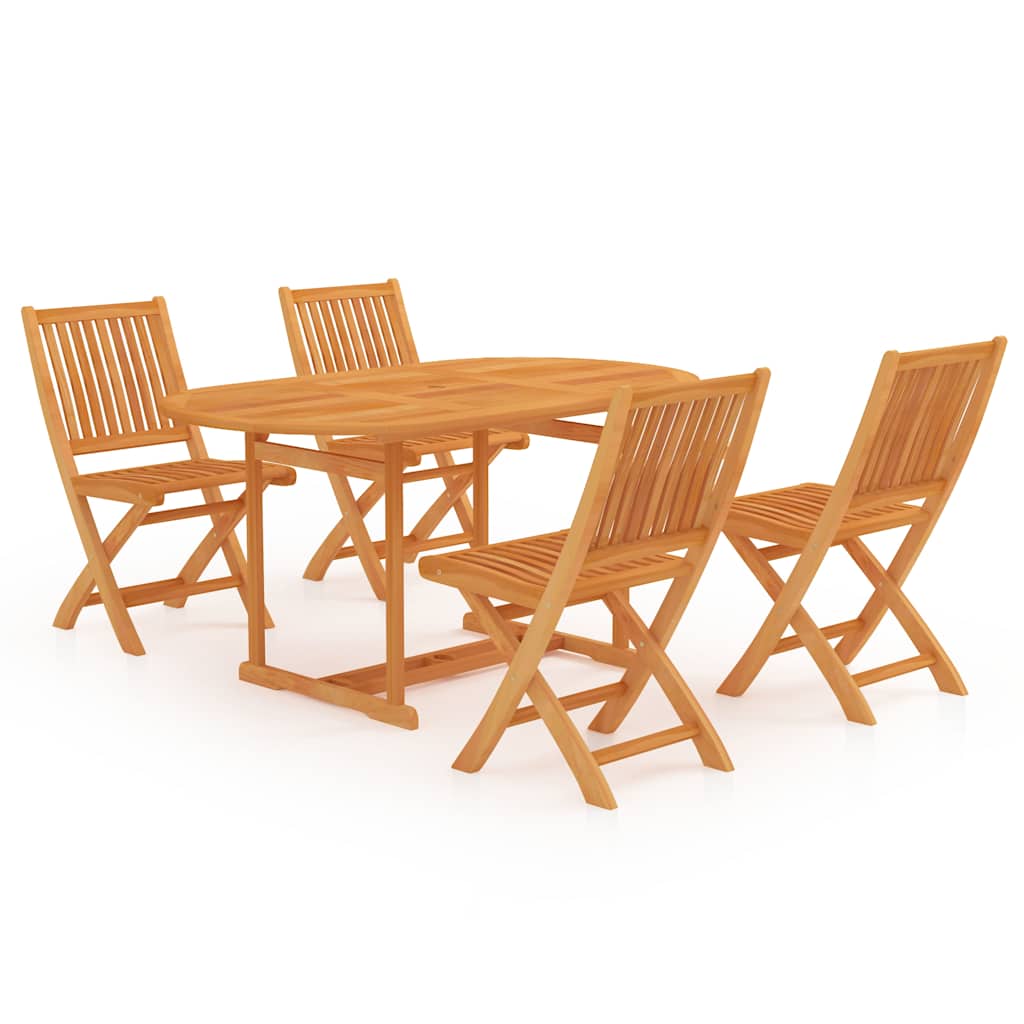 5 Piece Garden Dining Set Solid Teak Wood