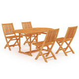 5 Piece Garden Dining Set Solid Teak Wood - Front View